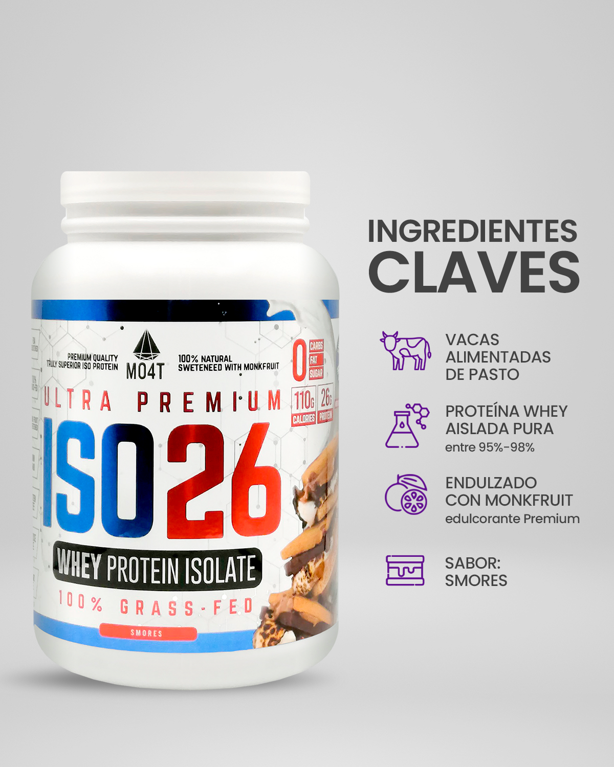 PROTEINA ISO26 DE SMORES (1.6 libras)