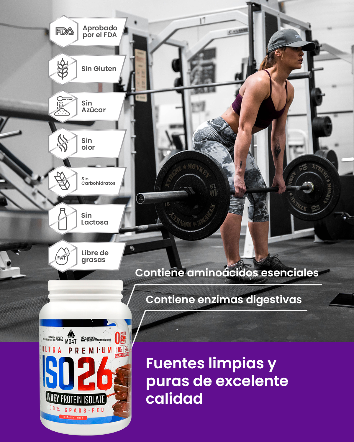 PROTEINA ISO26 (Premium Whey Protein Isolate) - Sabor Chocolate Milk