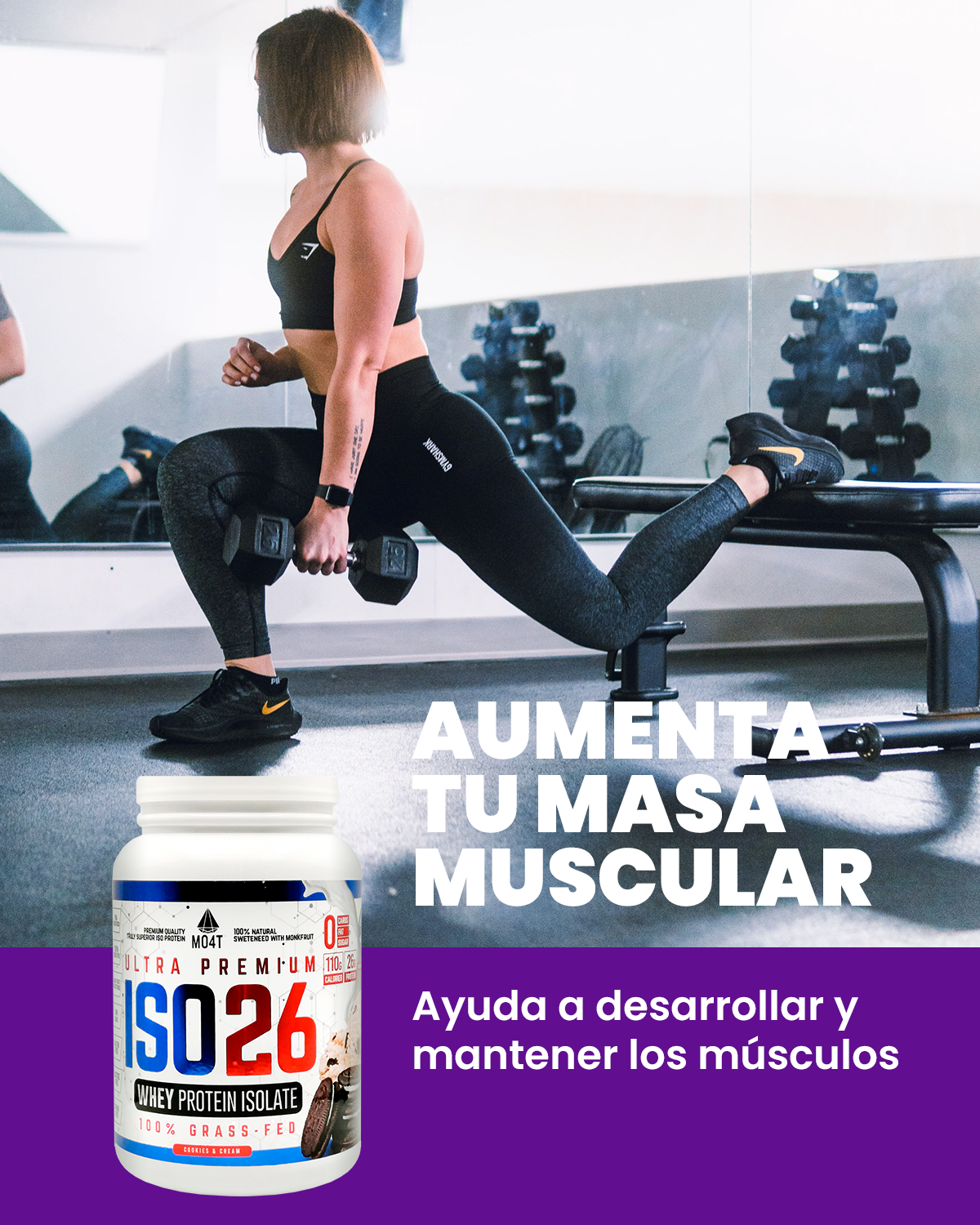 PROTEINA DE SUERO (WHEY ISOLATE) ISO26 DE COOKIES & CREAM (1.6 libras)