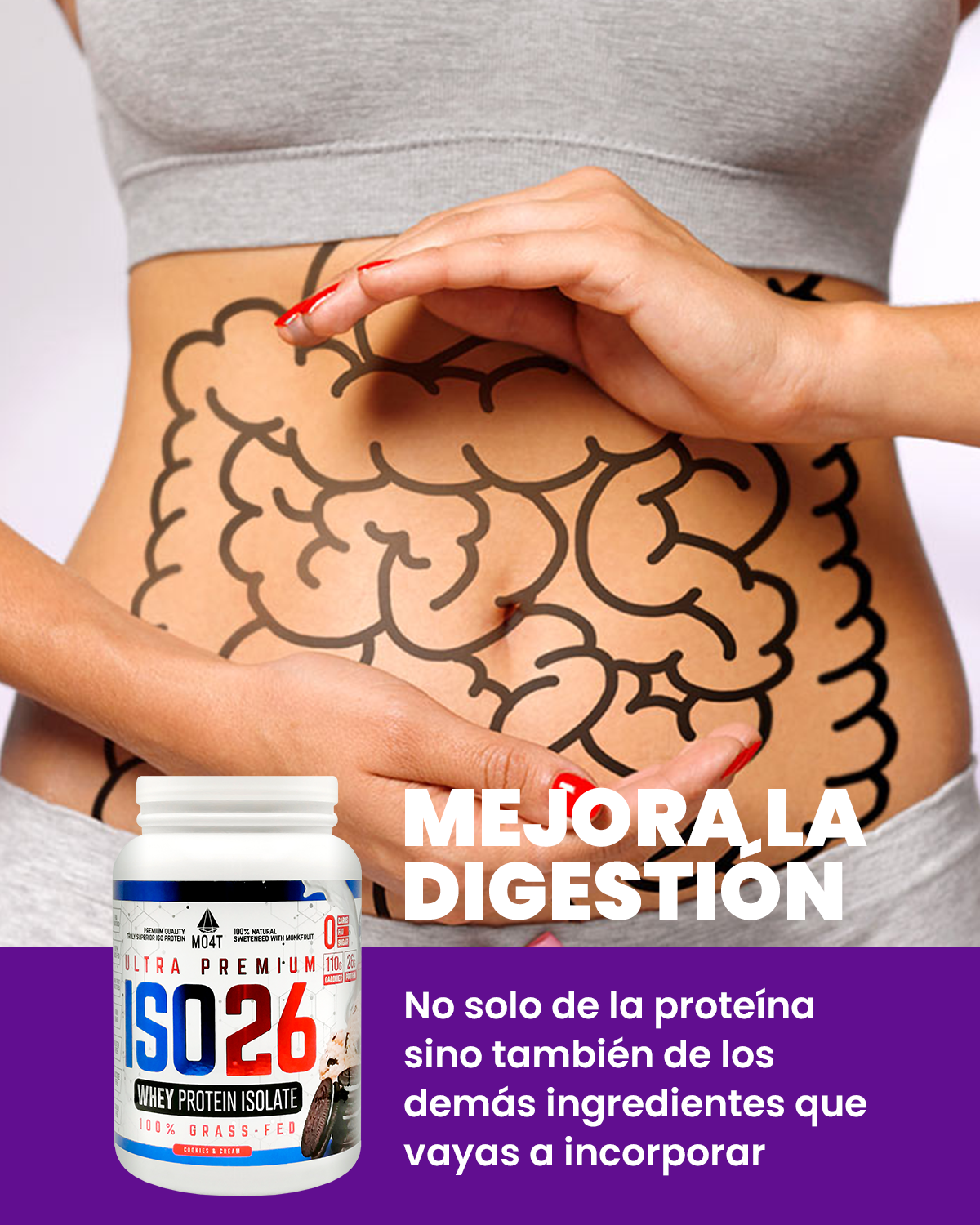 PROTEINA DE SUERO (WHEY ISOLATE) ISO26 DE COOKIES & CREAM (1.6 libras)
