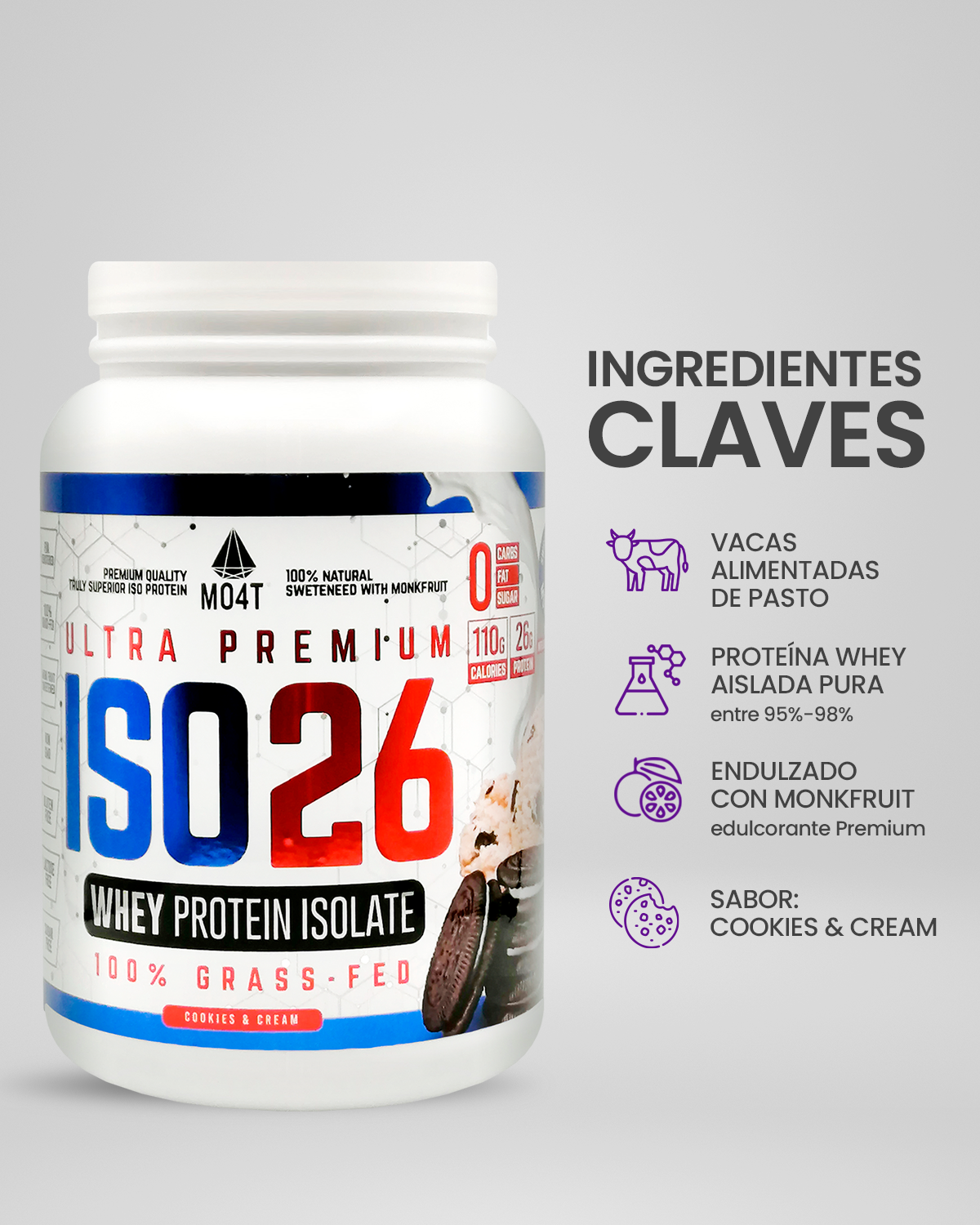 PROTEINA ISO26 (Premium Whey Protein Isolate) - Sabor Cookies & Cream